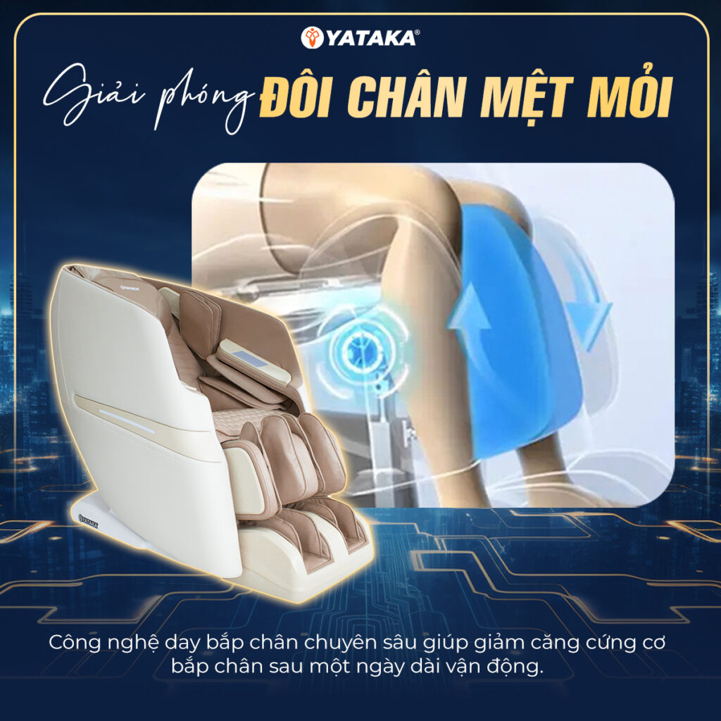 Công nghệ day bắp chân trên ghế massage A6