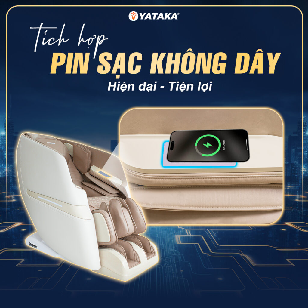 Tích hợp pin sạc không dây trên ghế massage A6